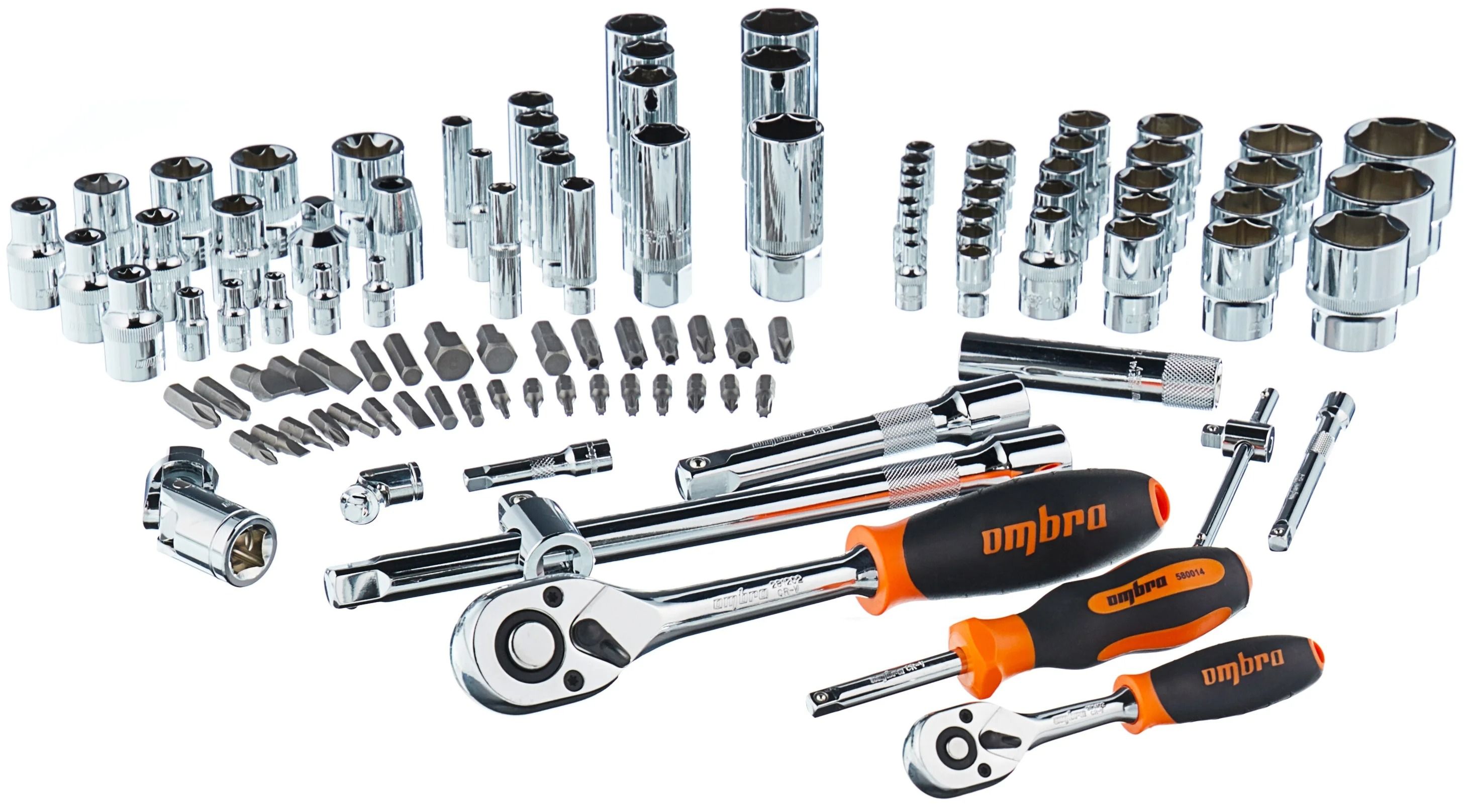 Универсальный набор инструмента 1/4", 3/8" и 1/2"DR Ombra OMT108S, 108 штук - фото